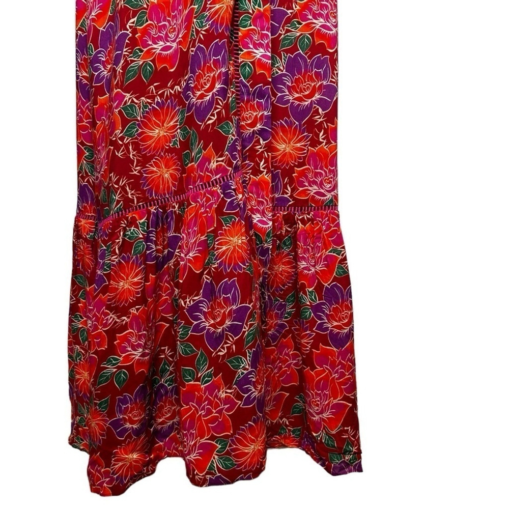 Paloma Blue Bowie CREPE DE CHINE Kimono Wrap Maxi Colorful Floral Dress Size XS - Picture 8 of 16